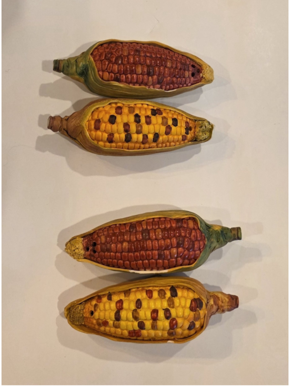 Corn Salt & Pepper Shakers Vintage Thanksgiving Decor W/ Plugs Textured
